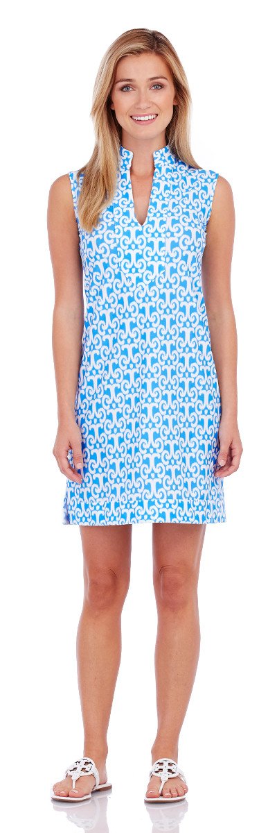 chinese dress ladies Kristen Maxi Dress Jude Cloth in Sail Geo Cobalt| Jude Connally