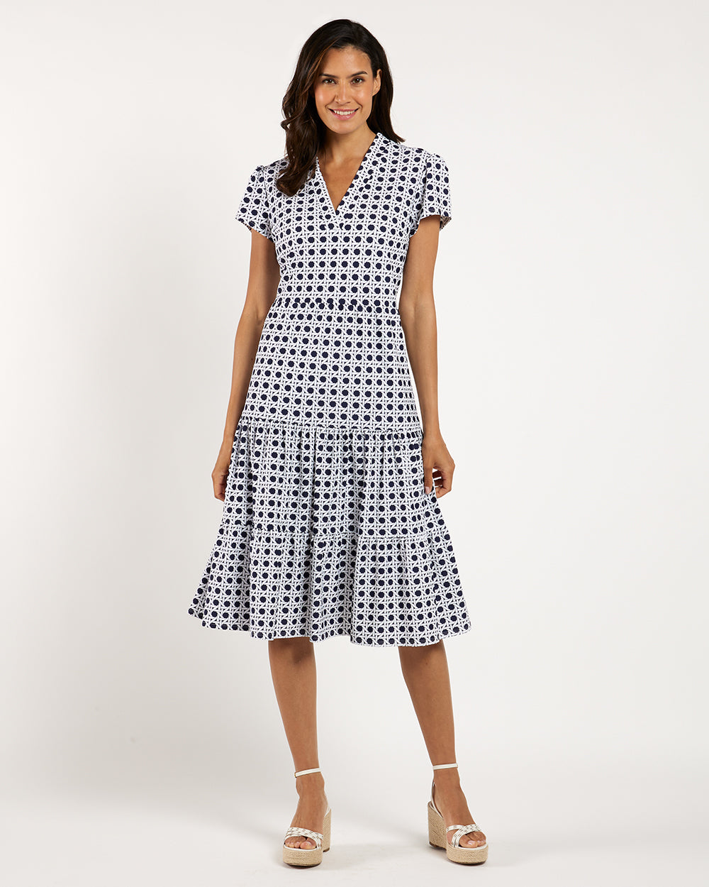 Libby Dress Jude Cloth in Petite Rattan Navy| Jude Connally