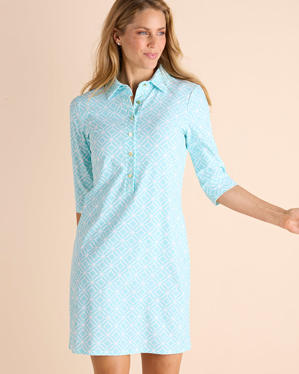 Susanna Dress Jude Cloth in Star Lattice Light Blue| Jude Connally L / Star Lattice Light Blue / Long
