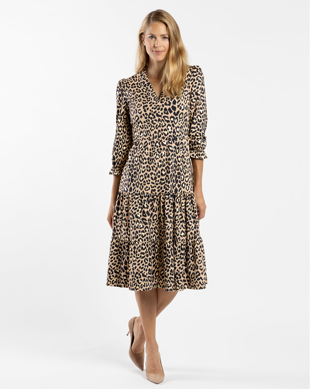 Maggie Dress Jude Cloth in Cheetah Gold| Jude Connally XXL / Cheetah Gold