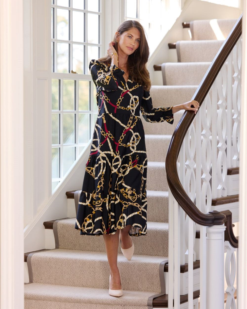 Maggie Dress Jude Cloth in Ribbons and Chains Black| Jude Connally Xs / Ribbons and Chains Black