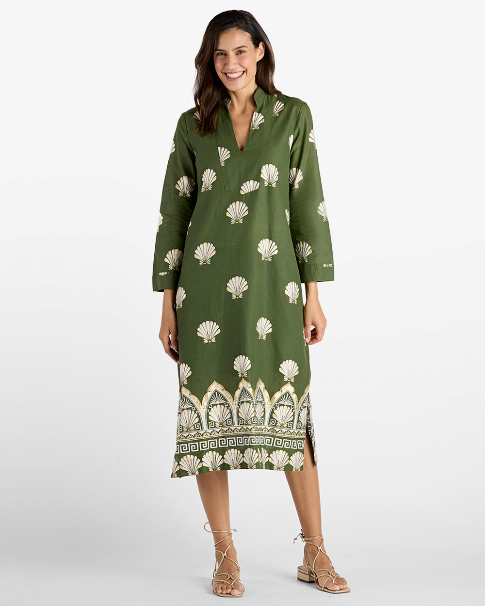 P.L.N×RADD LOUNGE STRING DRESS Lyra Dress Cotton Voile in Gilded Shell Loden| Jude Connally