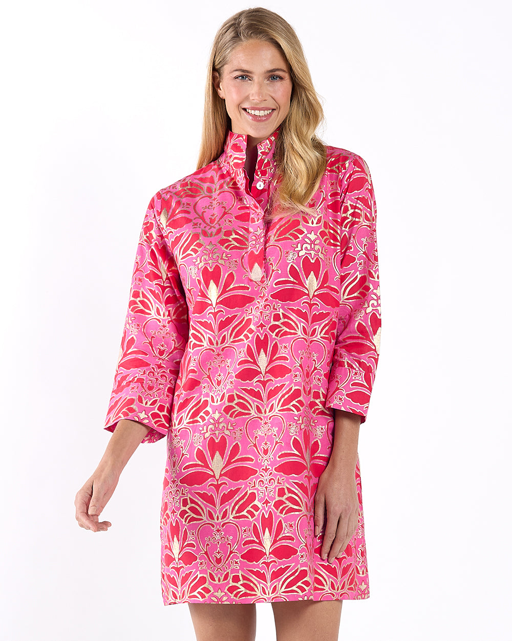 Helen Dress Cotton Voile in Imperial Garden Peony Gold| Jude Connally