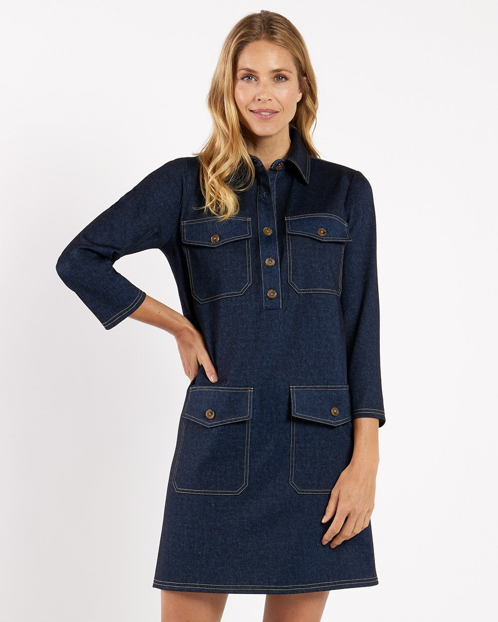navy blue denim dress Vicky Jude Denim Dress in Navy Saddle