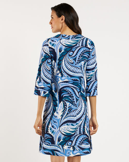 Megan Tunic Dress Jude Cloth in Sundance Paisley Navy Peacock| Jude Connally