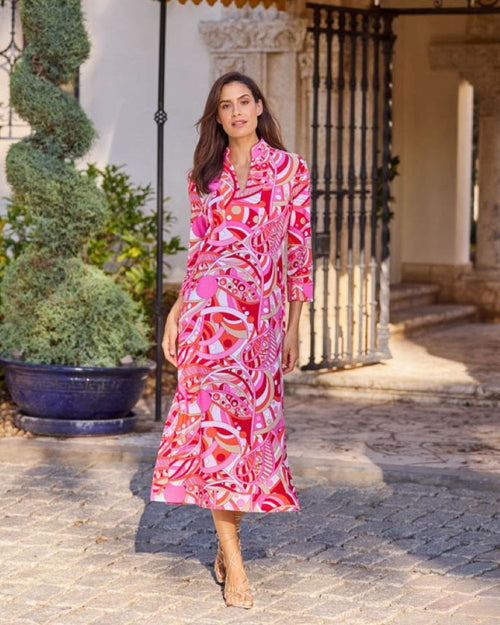 midi dress north bethesda Jude Connally Katie Brushed Jude Cloth Mod Party Peony Print Split V-Neck 34 Sleeve Midi Dress, Womens, XL, Mod Party Peony