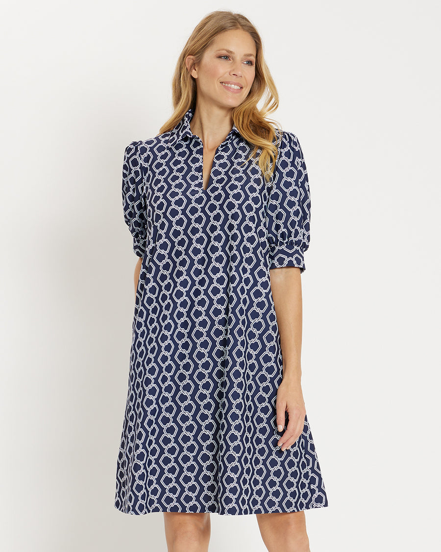 Emerson Dress Jude Cloth in Dancing Links Navy | Jude Connally