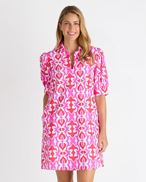hot modern dress Emerson Dress Jude Cloth in Geo Fleur Hot Pink| Jude Connally XS / Geo Fleur Hot Pink / Long