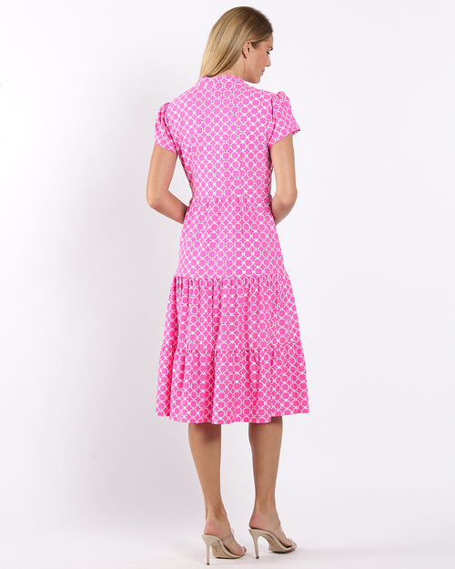 Libby Dress Jude Cloth in Circle Geo Peony Gold| Jude Connally