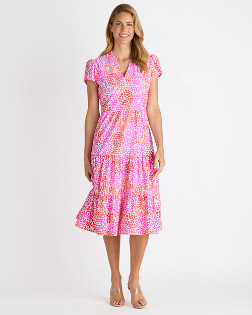 Libby Dress Jude Cloth in Mums Hot Pink| Jude Connally