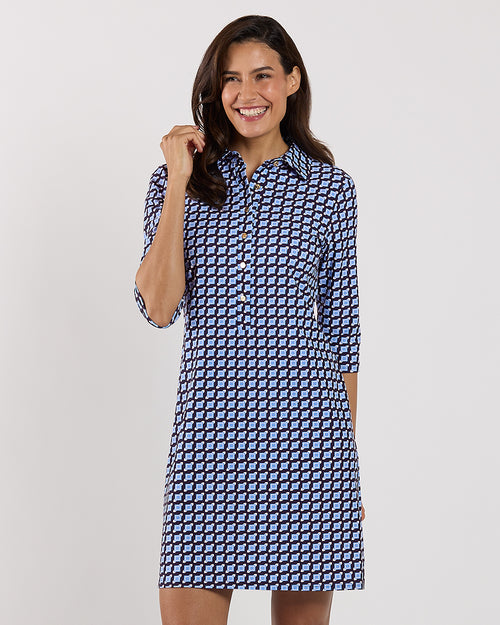 Susanna Shirt Dress Jude Cloth in Square Dot Navy| Jude Connally XS / Square Dot Navy / Regular