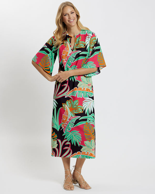 Ruby Dress in Grand Tropical Fronds Cocoa Jude Connally
