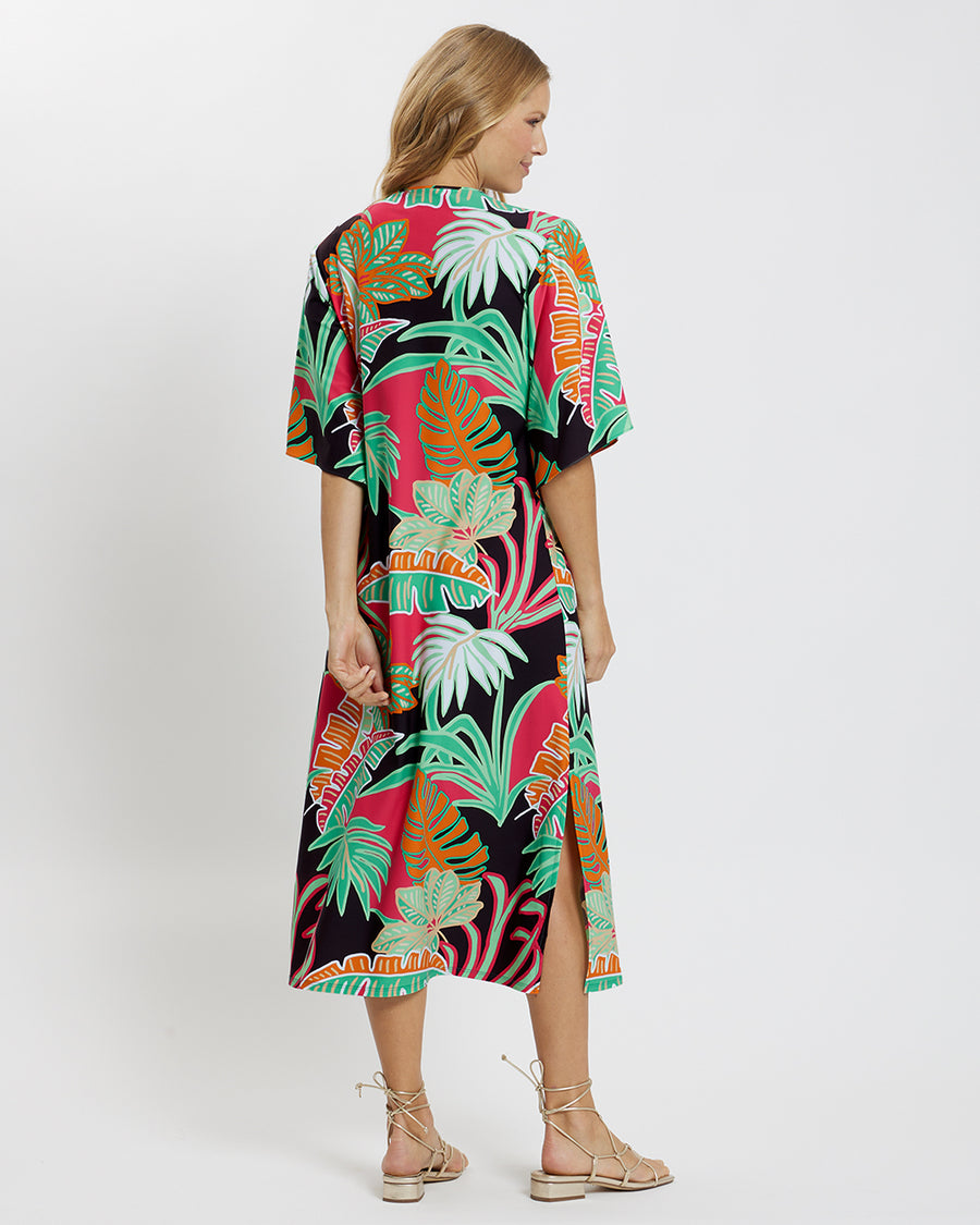Ruby Dress in Grand Tropical Fronds Cocoa Jude Connally