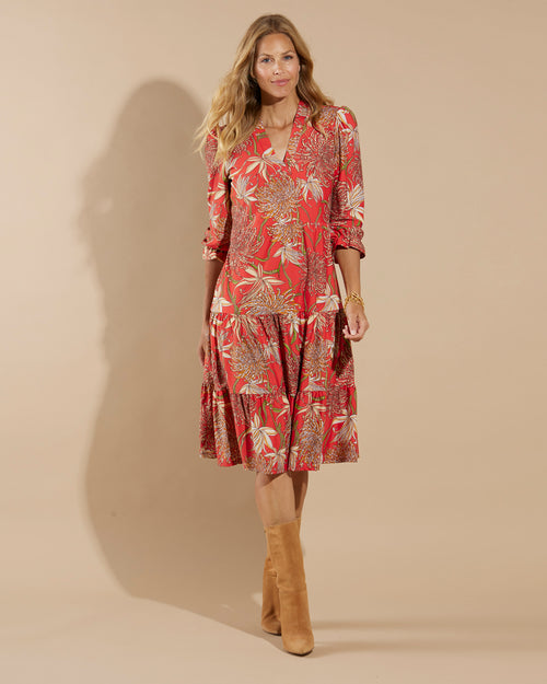 Maggie Dress Jude Cloth in Classic Mums Paprika| Jude Connally