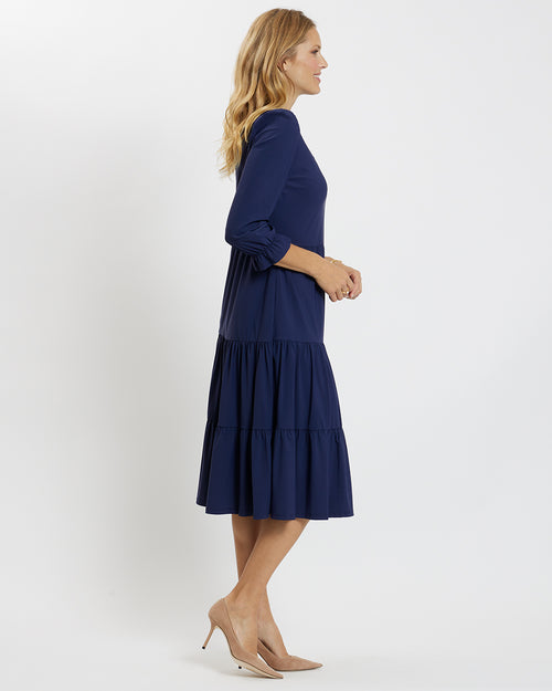 midi pale blue dress Sky Blue Midi Dress | Flowy, Square Neckline