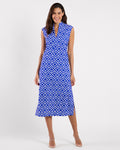 Kristen Maxi Dress Jude Cloth in Sail Geo Cobalt| Jude Connally XL / Sail Geo Cobalt