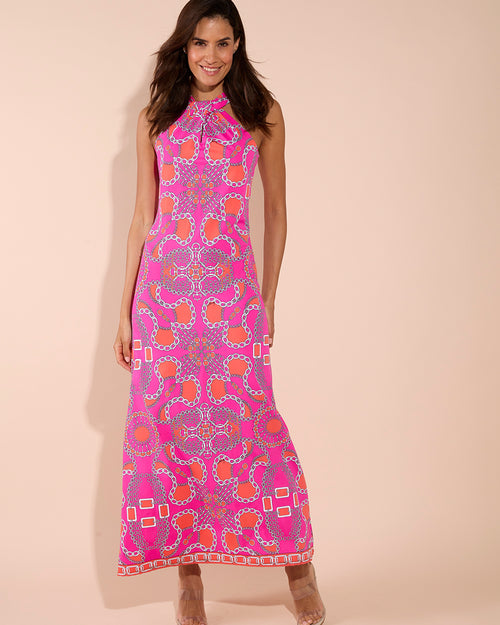 Bernadette Dress Jude Cloth in Heritage Chains Hot Pink| Jude Connally