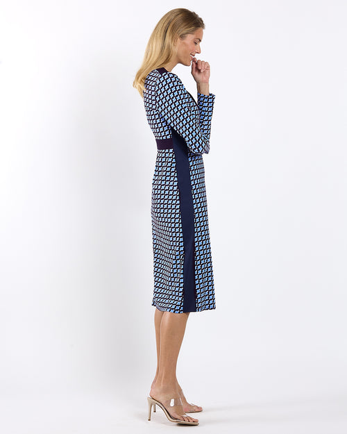Zelda Dress Jude Cloth in Square Dot Navy Combo| Jude Connally