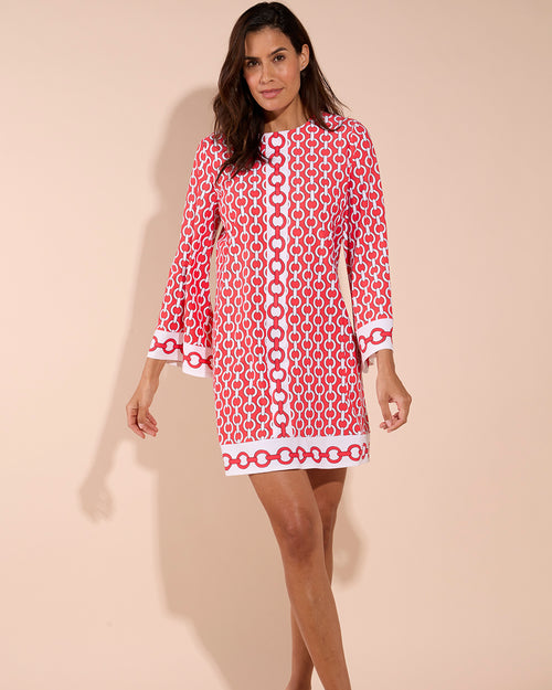 Renata Dress Jude Cloth in Chains Coral Combo| Jude Connally