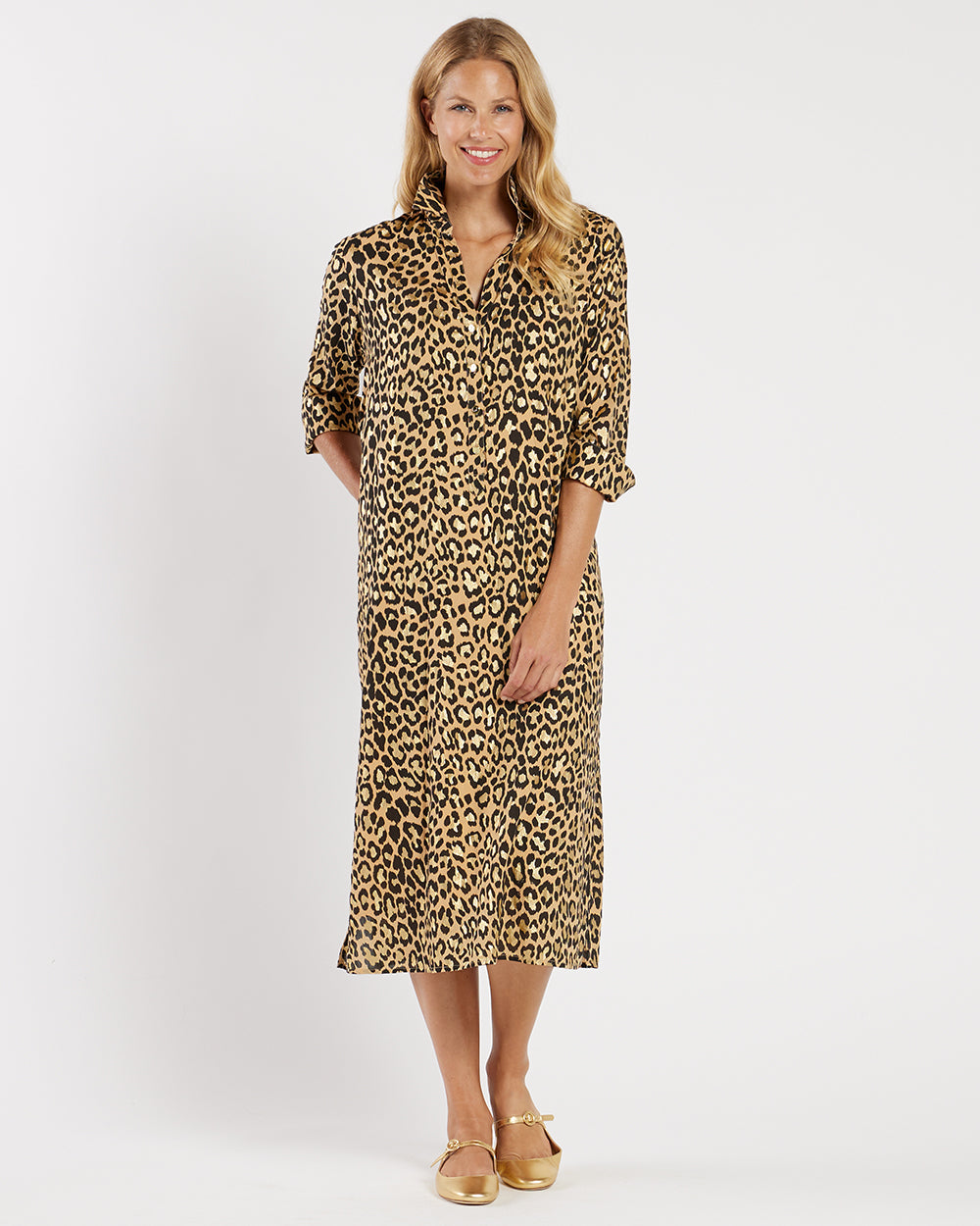 Kallan Dress Cotton Voile in Cheetah Gold| Jude Connally