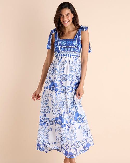 Rose Dress Cotton Voile in Blue Garden| Jude Connally XL / Blue Garden