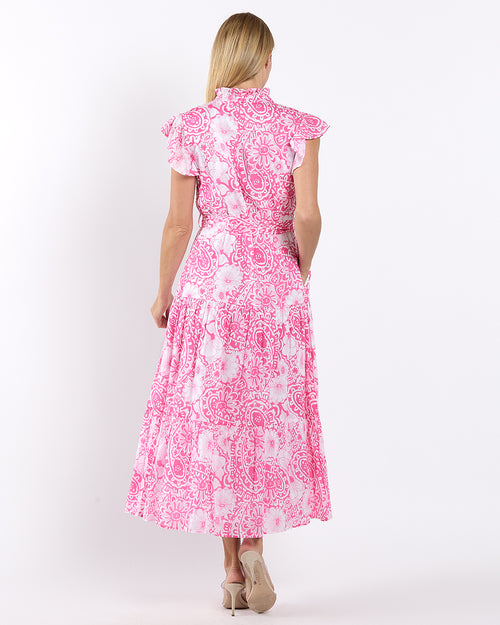 Mirabella Dress Cotton Voile in Painted Paisley Peony| Jude Connally