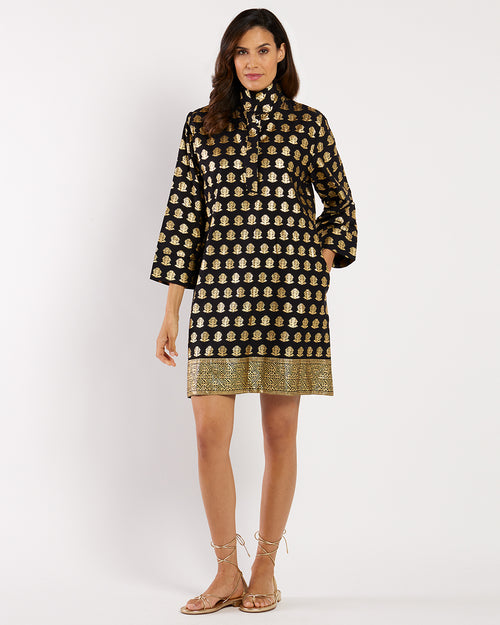 Helen Dress Cotton Voile in Foulard Border Black Gold| Jude Connally M / Foulard Border Black Gold Helen Dress Cotton Voile in Foulard Border Black Gold| Jude Connally M / Foulard Border Black Gold