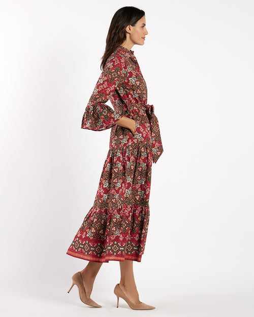 Roxie Dress Cotton Voile in Italian Tile Claret | Jude Connally