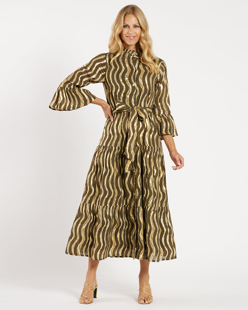 Shops black and gold stripe dress