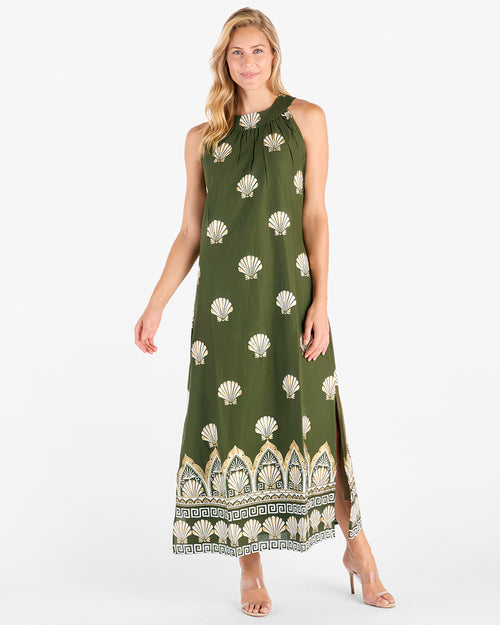 Audra Dress Cotton Voile in Gilded Shell Loden| Jude Connally S / Gilded Shell Loden