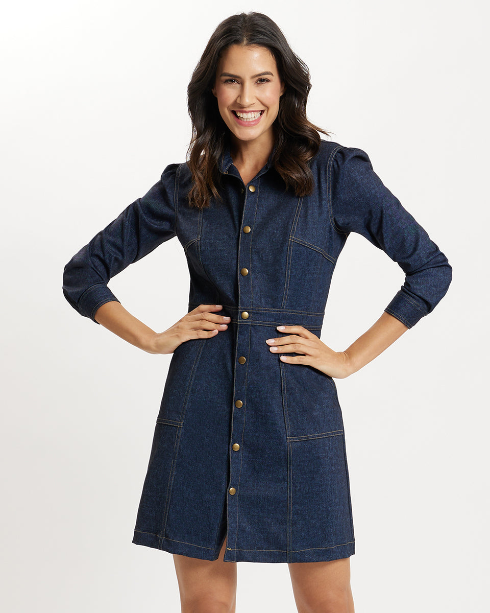 Solange Jude Denim Dress in Navy | Jude Connally XL / Navy / Long Solange Jude Denim Dress in Navy | Jude Connally XL / Navy / Long