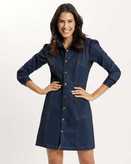 Solange Jude Denim Dress in Navy | Jude Connally S / Navy / Long Solange Jude Denim Dress in Navy | Jude Connally S / Navy / Long