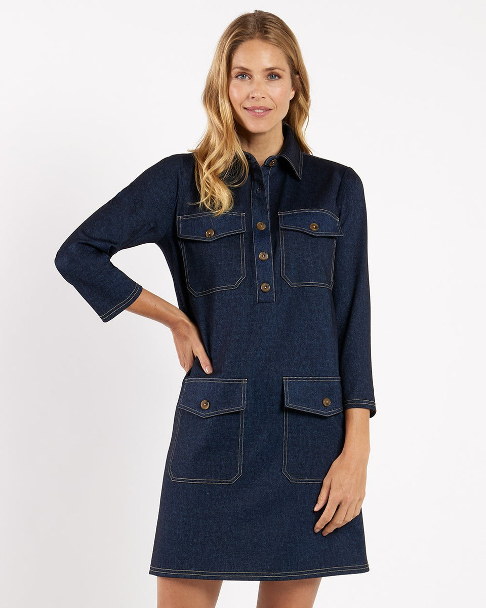 Vicky Jude Denim Dress in Navy Saddle