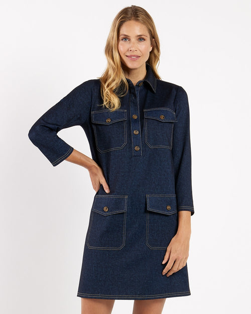 Vicky Jude Denim Dress in Navy Saddle
