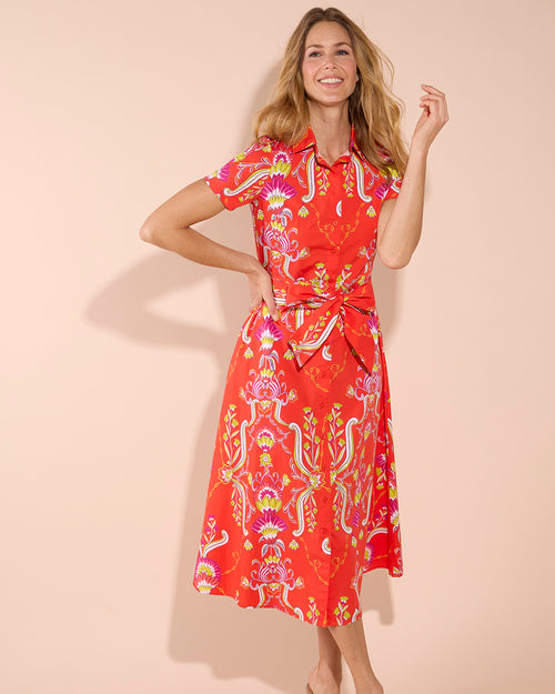 Glenda Stretch Poplin in Tapestry Floral Coral| Jude Connally