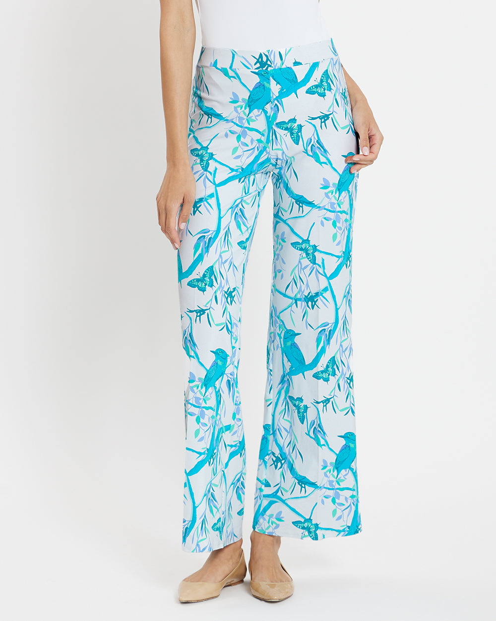 Trixie Pant in Jude Cloth Birds and Butterflies White| Jude Connally