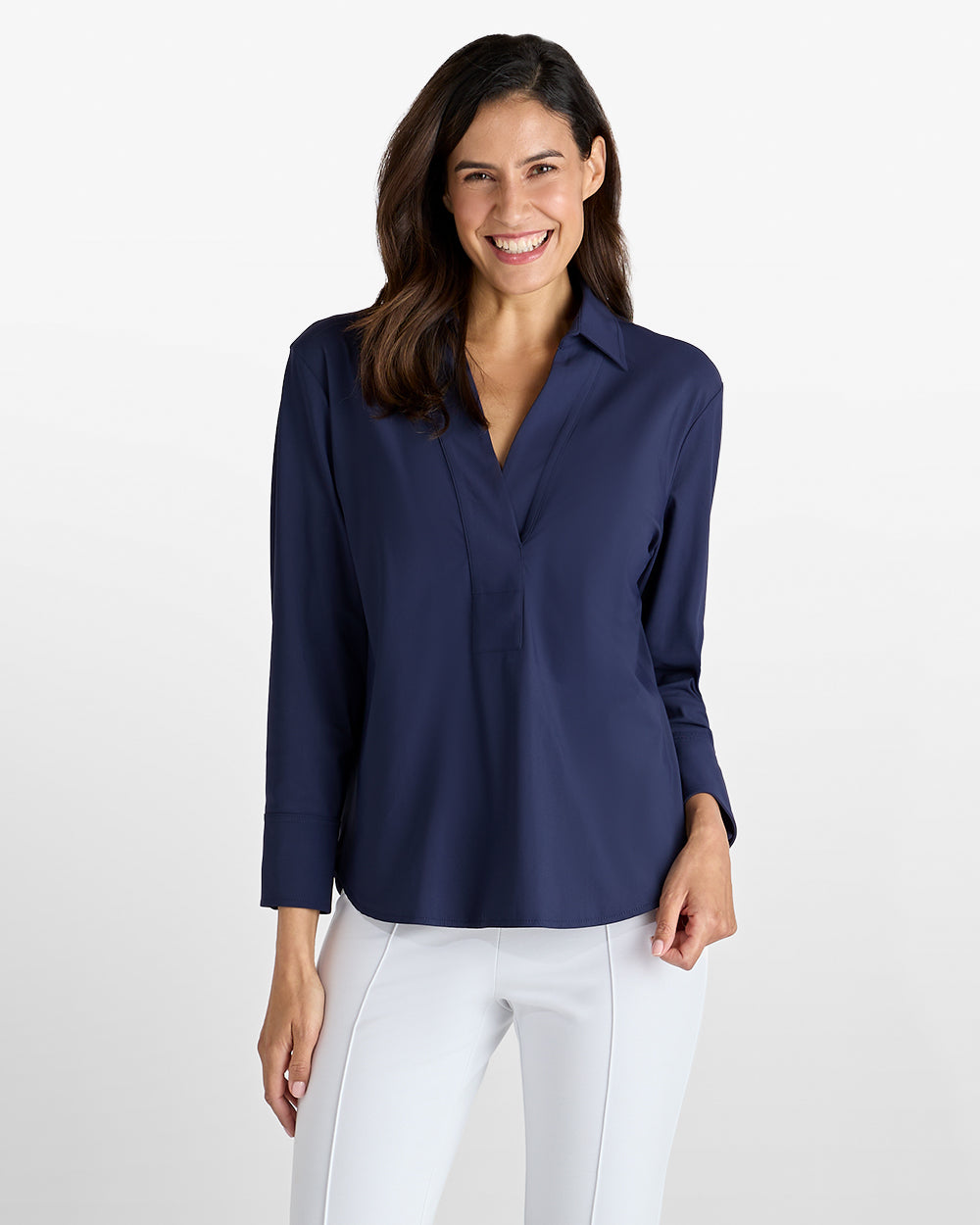 Francine Top Lightweight Jude Cloth in Star Lattice Light Blue