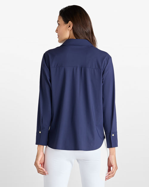 Francine Top Lightweight Jude Cloth in Star Lattice Light Blue