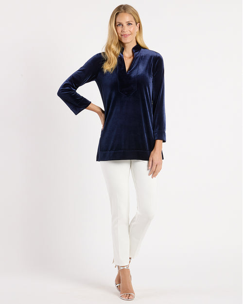 Chris Top Stretch Velvet in Navy | Jude Connally
