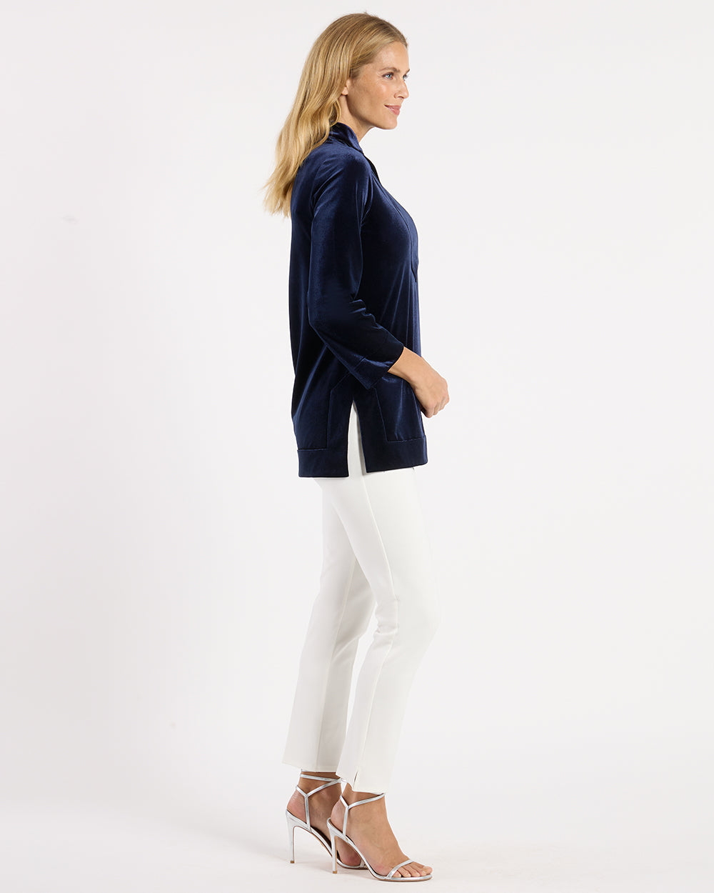 Chris Top Stretch Velvet in Navy | Jude Connally
