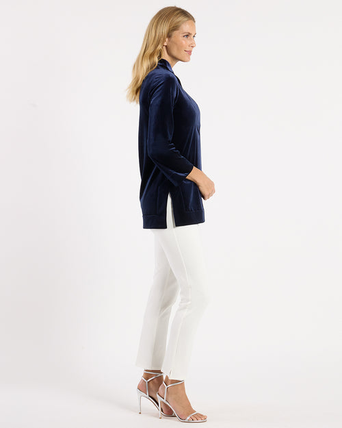 Chris Top Stretch Velvet in Navy | Jude Connally