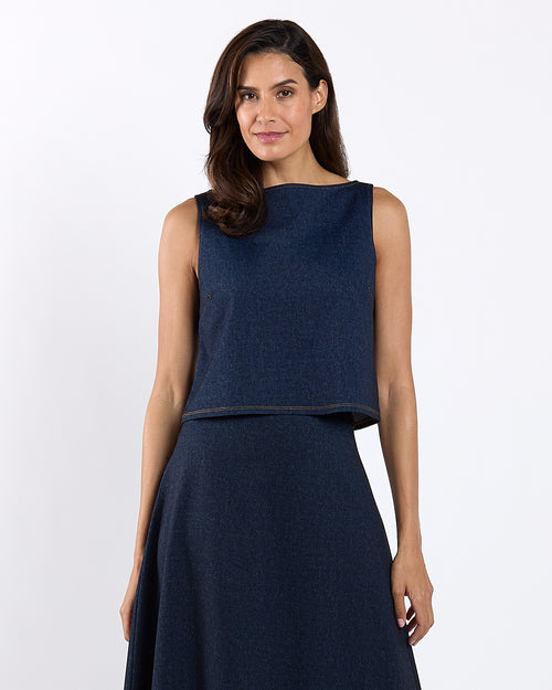Chantal Top Jude Denim in Navy Saddle | Jude Connally Chantal Top Jude Denim in Navy Saddle | Jude Connally