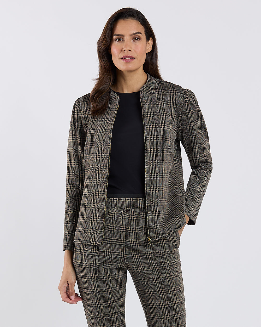 Marley Jacket Textured Plaid in Brown Glen Plaid | Jude Connally