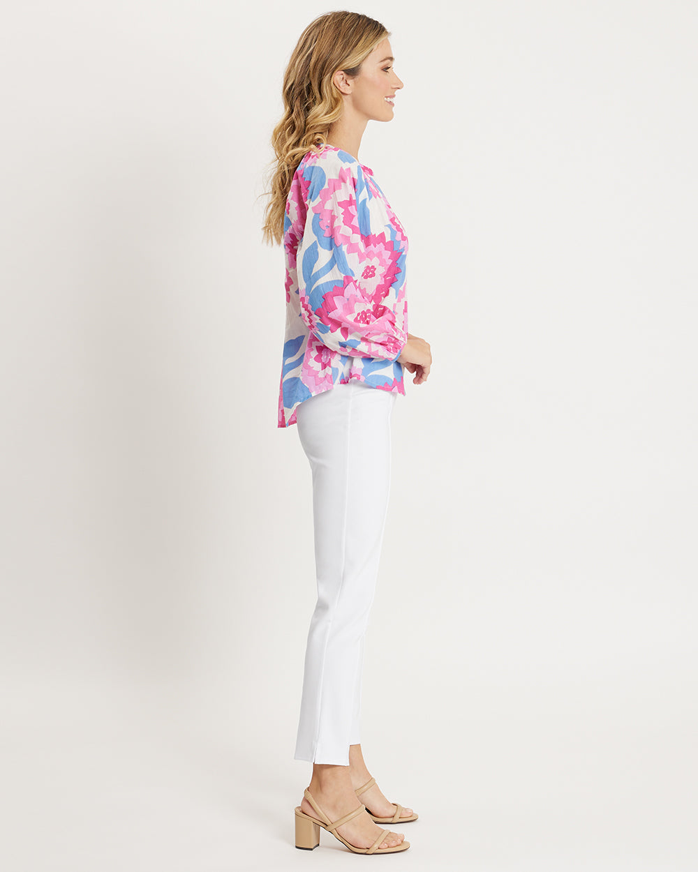 Lilith Cotton Voile Top in Blooming Floral Periwinkle | Jude Connally